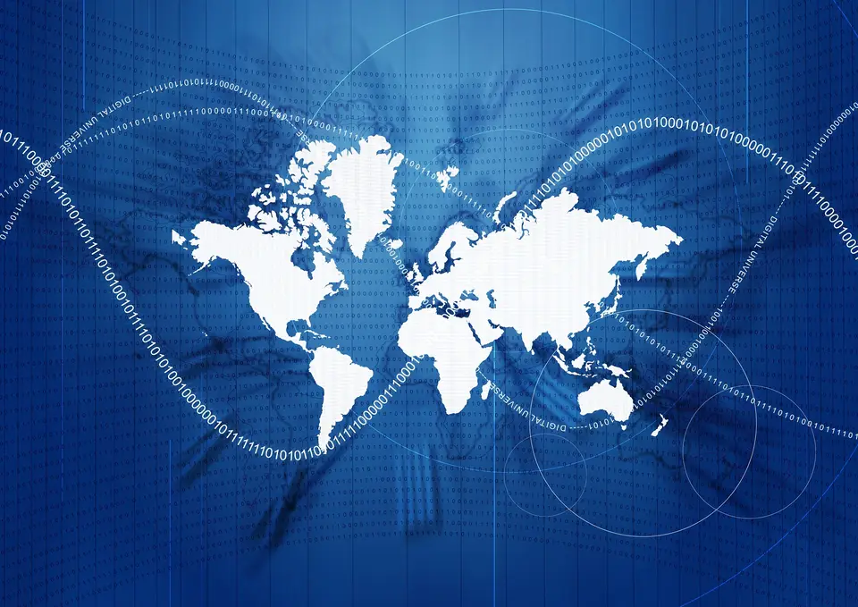 World map visual representing digital reach and global publishing